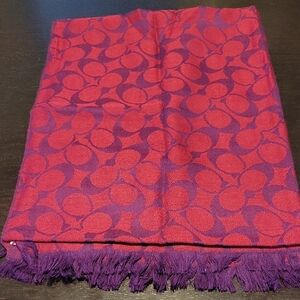 Coach Red and Purple Circle Pattern Scarf